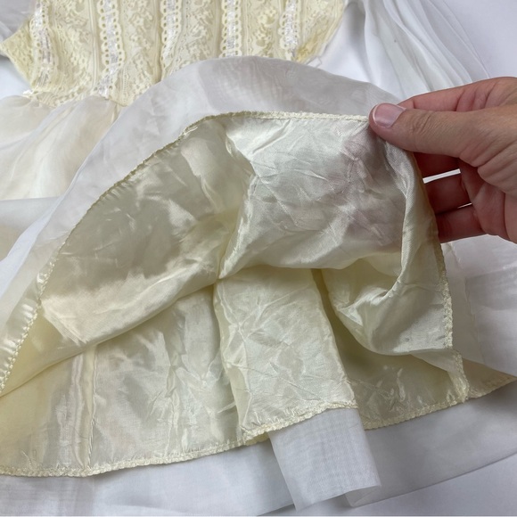 Irving Mack Vintage Cream Ivory White Dress Long Sleeve Ruffle Girl Classic - Picture 7 of 9